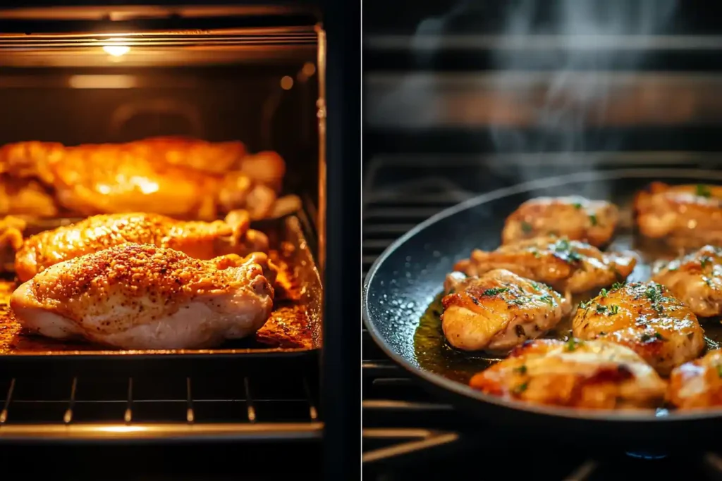 Is it healthier to cook chicken in the oven or on the stove?